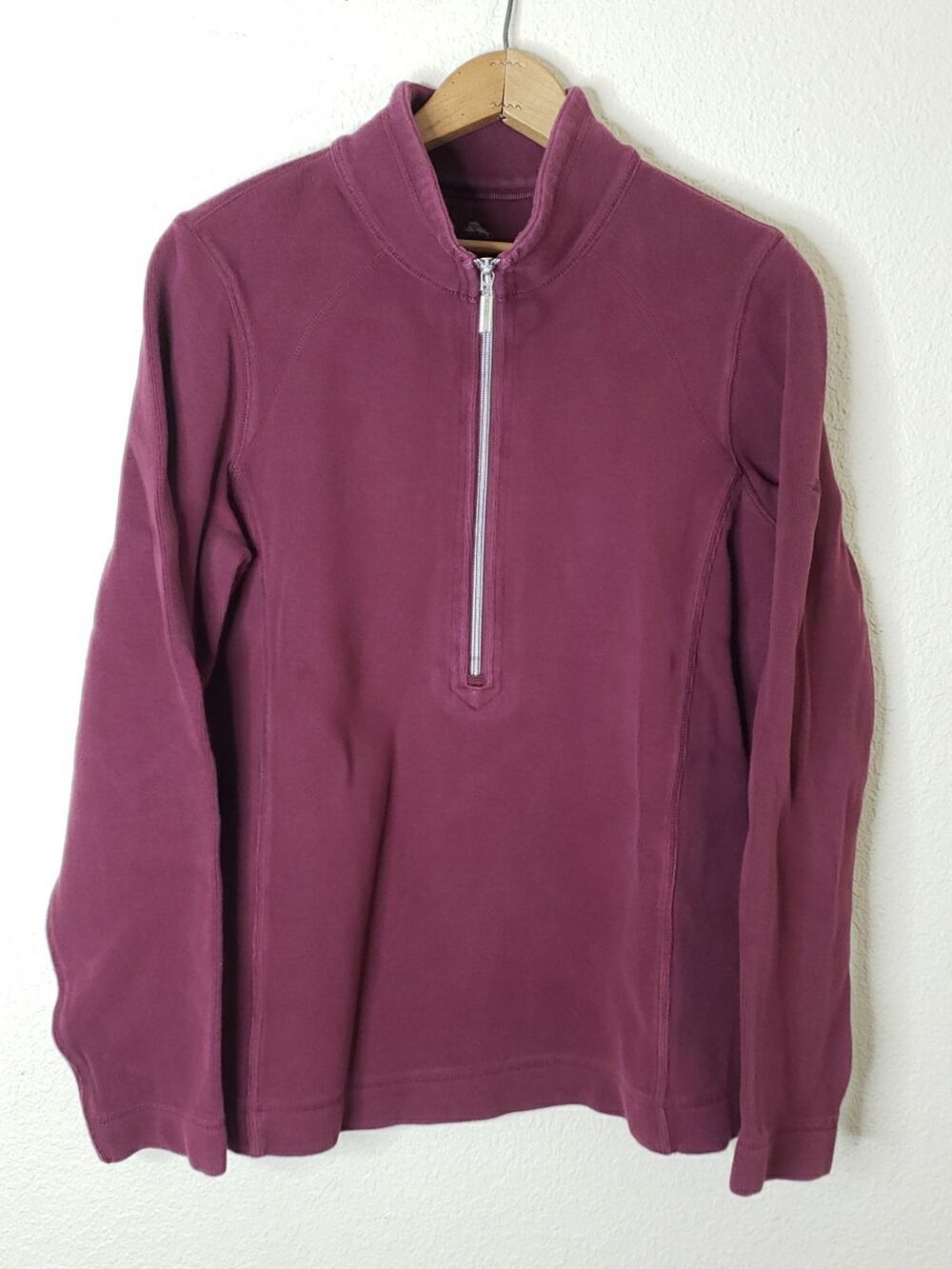Tommy Bahama Sweater Mens Large Half Zip Pullover Maroon Purple Longsleeve